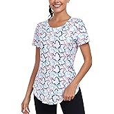 Abrooical Women's Short Sleeve Workout Shirts Crew Neck Sports Yoga Running Quick Dry Tops Side Split Tee