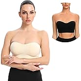 Gnowann Strapless Bras for Women Non-Slip Silicone Bandeau Bralette Seamless Wireless Strapless Bra Padded Tube Top