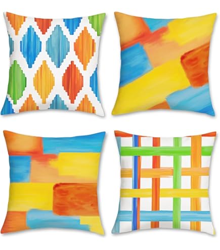 Preboun - 8 Fundas De Almohada Decorativas De Colores Mixtos, Fundas De Almohada Cuadradas De Color Sólido Para Sofá, Recámara, Patio, Jardín, Granja, Balcón (color Fresco, 18 X 18 Pulgadas
