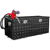 PRUNkuar 60 Gallon Aluminum Combo Transfer Tank Tool Box with 12 GPM Fuel Transfer Pump Black