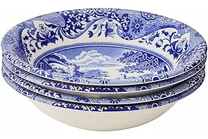 Spode Blue Italian Cereal Bowl | Set of 4 | Oatmeal, Cereal, and Rice Bowl | Made of Earthenware | 6.5-Inches | Dishwasher an