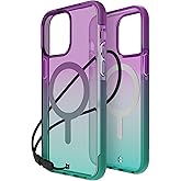 BodyGuardz Ace Pro Ombre for iPhone 15 Pro Max Case, Shockproof Cover with 18FT Military Grade Drop Tested, Compatible with MagSafe, Wireless Charging, Responsive Buttons - Purple/Blue