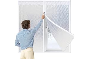 DXMIMER Thickened Reusable Window Insulation Kit 47'' x 63''-Winter Weatherproofing Window Insulation Film for for Patio Winterizing Winter Waterproof Attic Insulation Cover,Simple Installation