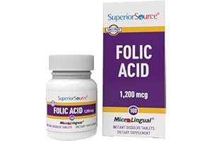 Superior Source Folic Acid 1200 mcg - Supports Heart, Immune & Nervous System - 100 Sublingual Tablets