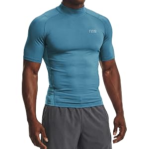 Project Titan Men's Mock Neck Compression Workout Gym Shirt | short sleeve, base layer, athletic, training, fitness, sports,