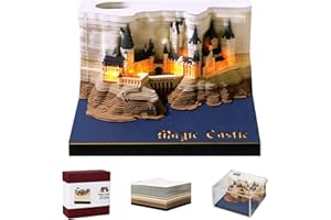 MACTANO 3D Art Calendar Memo Pad 2026, Creative Time Piece Calendar Magic Castle Rip Away Paper Carving Sticky DIY Note