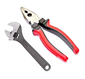 Paradise Tools (India) Adjustable Wrench Black Phosphate Finish and Combination Plier (Combo-200mm)