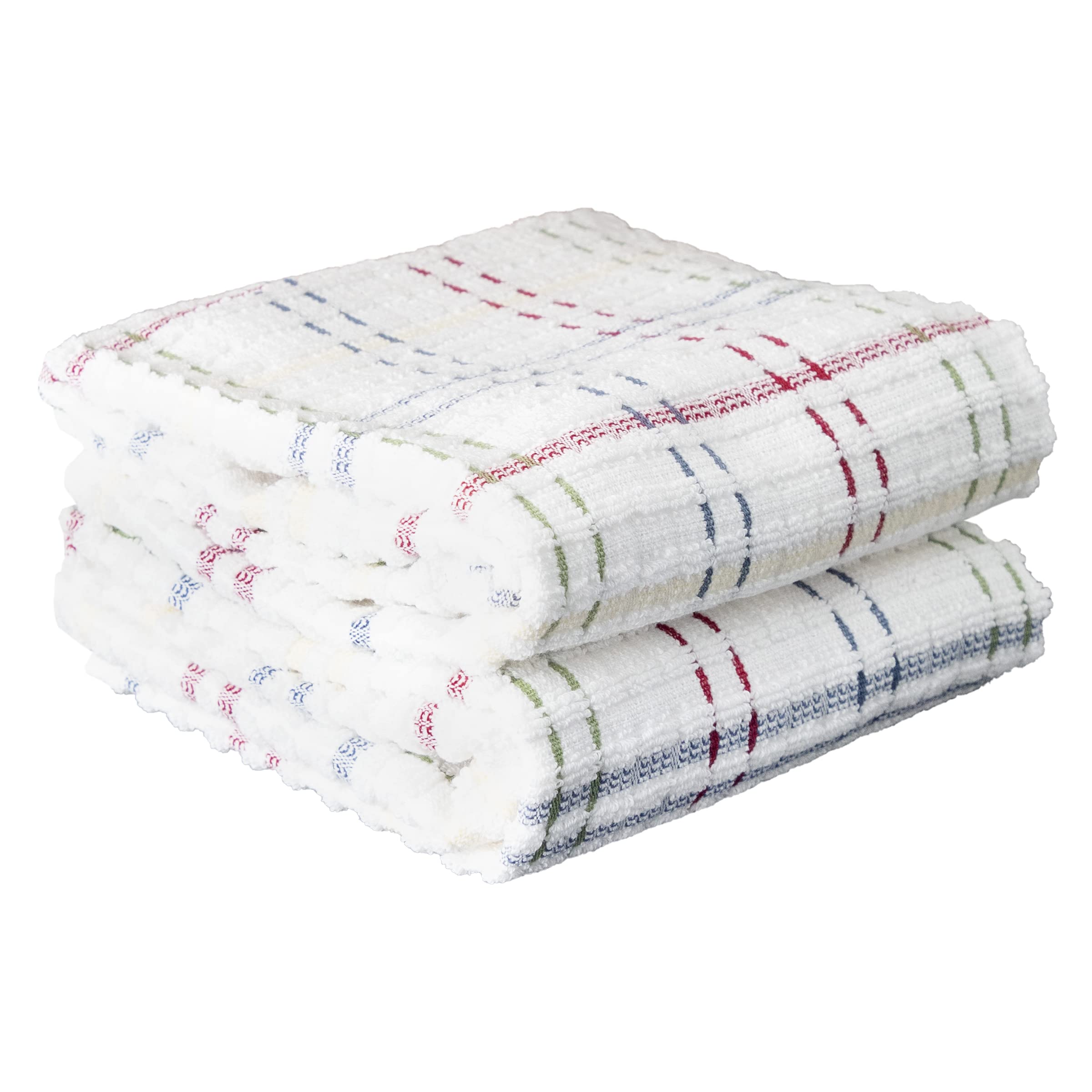 Ritz Royale Collection 100% Combed Terry Cotton, Highly Absorbent, Oversized Kitchen Towel Set, 28" x 18", 2-Pack, Checked, Paprika Red