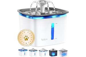 Veken 95oz/2.8L Pet Fountain, Automatic Cat Water Fountain Dog Water Dispenser with Replacement Filters, Gifts for Christmas,