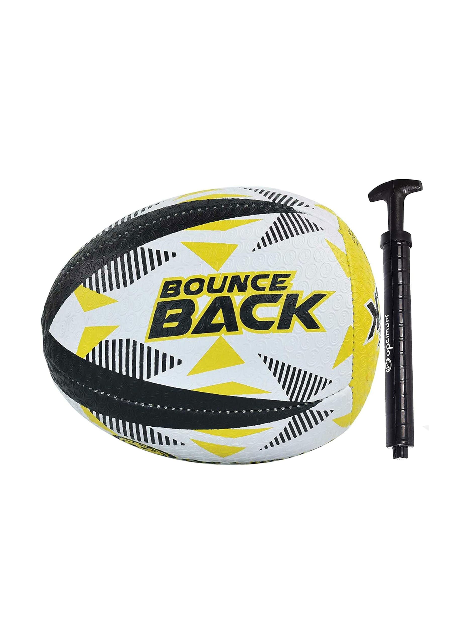 Optimum Rugby Bounce Back Solo Skills Ball - Balanced, Responsive, Accurate Handling & Kicking - Top-Performing Rebound Rugby Ball for Pro Training - 2-Ply, 410g (size 4)