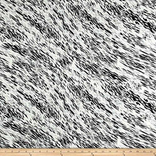 Cotton Stretch Sateen Patterned Paint Splatter White/Black Fabric By The Yard