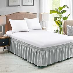 FreshCulture Queen Bed Skirt, Elastic Wrap Around