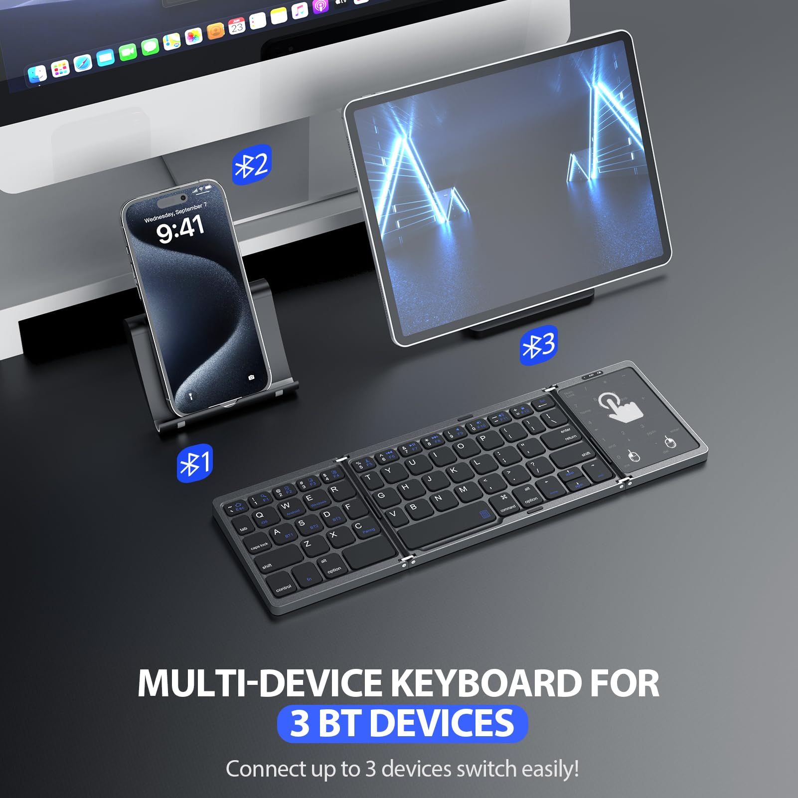 Fully Led Keyboard Mua Wireless Keyboard with 7 Colored Backlits, Wrist Rest, Phone Holder ...