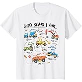Kids God Says I Am Construction Bible Verse Truck Toddler Boys T-Shirt