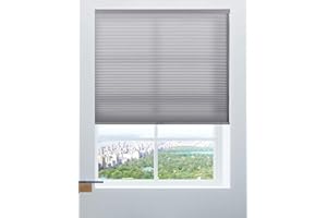 Calyx Interiors Cordless Honeycomb 9/16-Inch Cellular Shade, 34.5-Inch Width by 60-Inch Height, Light Filtering Grey