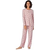 Brushed Sweater Knit Long Sleeve Henley Top 2-Pc Pajama Set