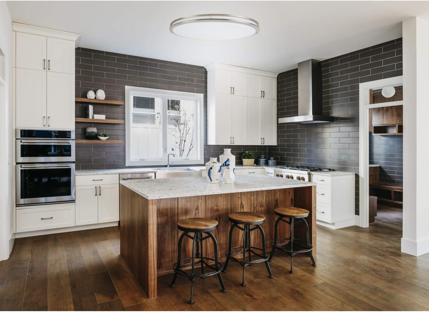 Design House 587261 Integrated LED Flush Mount Ceiling Light, Brushed Nickel, Oval - - 