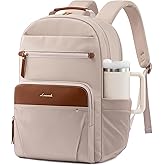 LOVEVOOK Laptop Backpack for Women, 15.6" Work Backpack Purse, Travel Personal Item Bag, Carry On Business Computer Bag, Casual Daypack for Office, School, or Gift, Apricot Brown