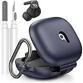 LDSXAY Compatible with Beats Powerbeats Fit Case Cover, Soft Silicone Shockproof Protective Skin Case for Powerbeats Fit Earbuds 2025 with Cleaner Kit & Carabiner, Top Logo Visible (Blue)