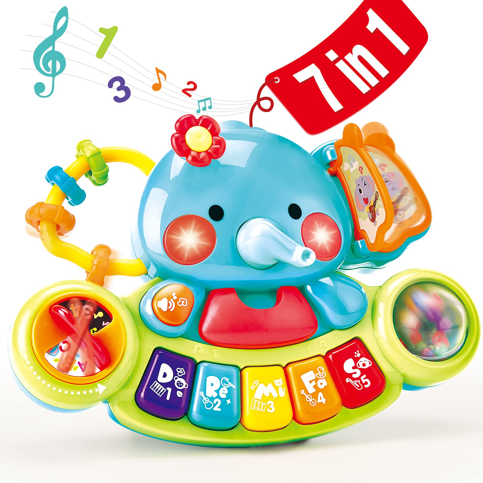 hahaland Baby Toys 6 to 12 Months - 7-in-1 Musical Toys Baby Piano for 1+ Year Old, Baby Sensory Toys with Lights & Sounds, Gifts for Baby Boys & Girls, Early Development Activity Toys