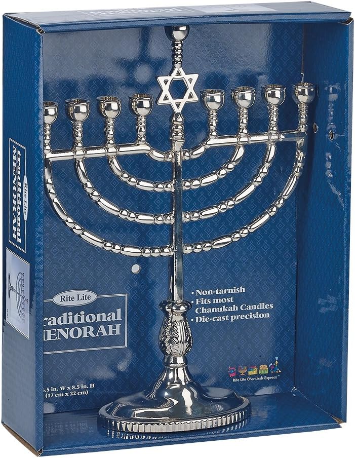 Rite -Lite Judaica M-7196 Menorah, 1 EA, Silvertone: Home & Kitchen