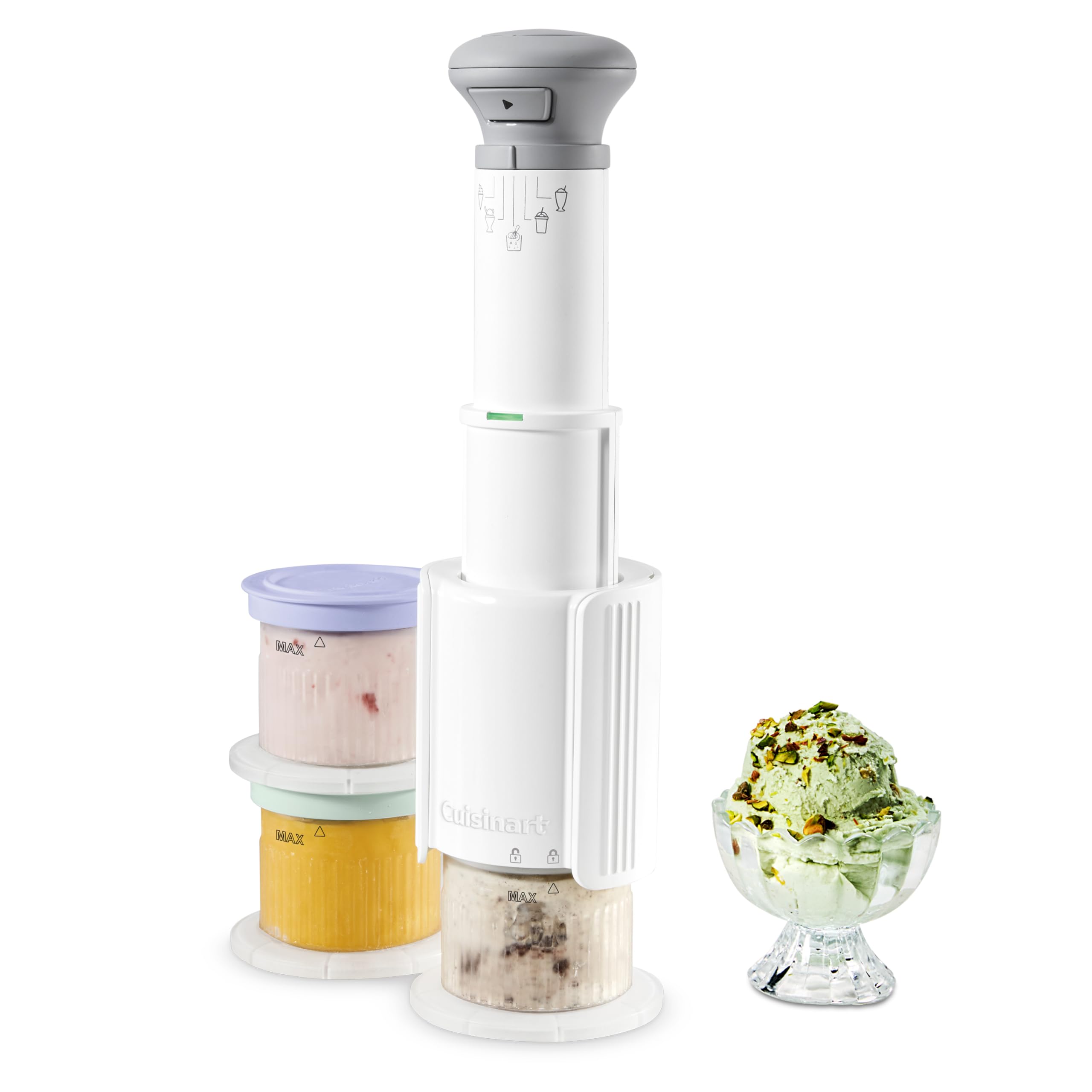 Photo 1 of Cuisinart FastFreeze 5-in-1 Ice Cream, Sorbet, Milkshakes, Slushies and Mix-In Frozen Dessert Maker, Compact Machine, Easy to Use, Includes 3 Mixing Cups with Lids, ICE-FD10