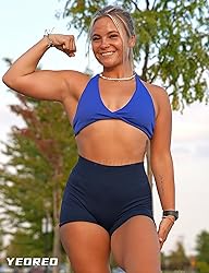 YEOREO Workout Scrunch Shorts Women V Back Gym Butt