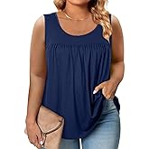 Eytino Plus Size Tank Tops for Women Sleeveless Crew Neck Summer Casual Loose Tee Shirts(1X-5X)