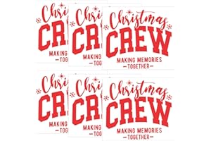 Tenceur 6 Pcs Christmas Iron on Sticker Christmas Crew Heat Iron on Decal Xmas Making Memories for Family DIY Patches Family T-Shirt Clothes Bag Pillow (Red)