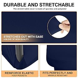 2 Pack 4 Feet Navy Spandex Tablecloth for