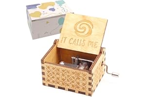 Pursuestar Moana -How Far I'll Go Wood Music Box, Hand Crank Engraved Vintage Wooden Musical Box Gift for Birthday Valentine Wedding Christmas New Year