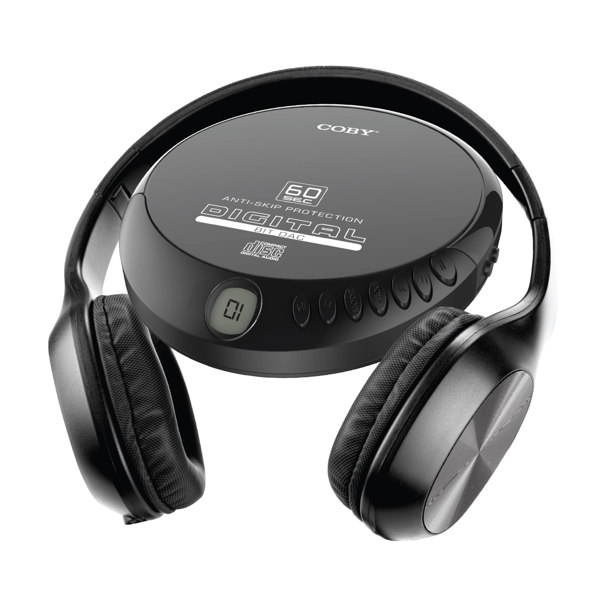 Coby Portable CD Player with MP3 Playback & FM Radio | Compact Disc Discman with 60-Sec Anti-Skip | Includes Foldable Headphones | Travel & Car CD Player for Home or On-The-Go Use