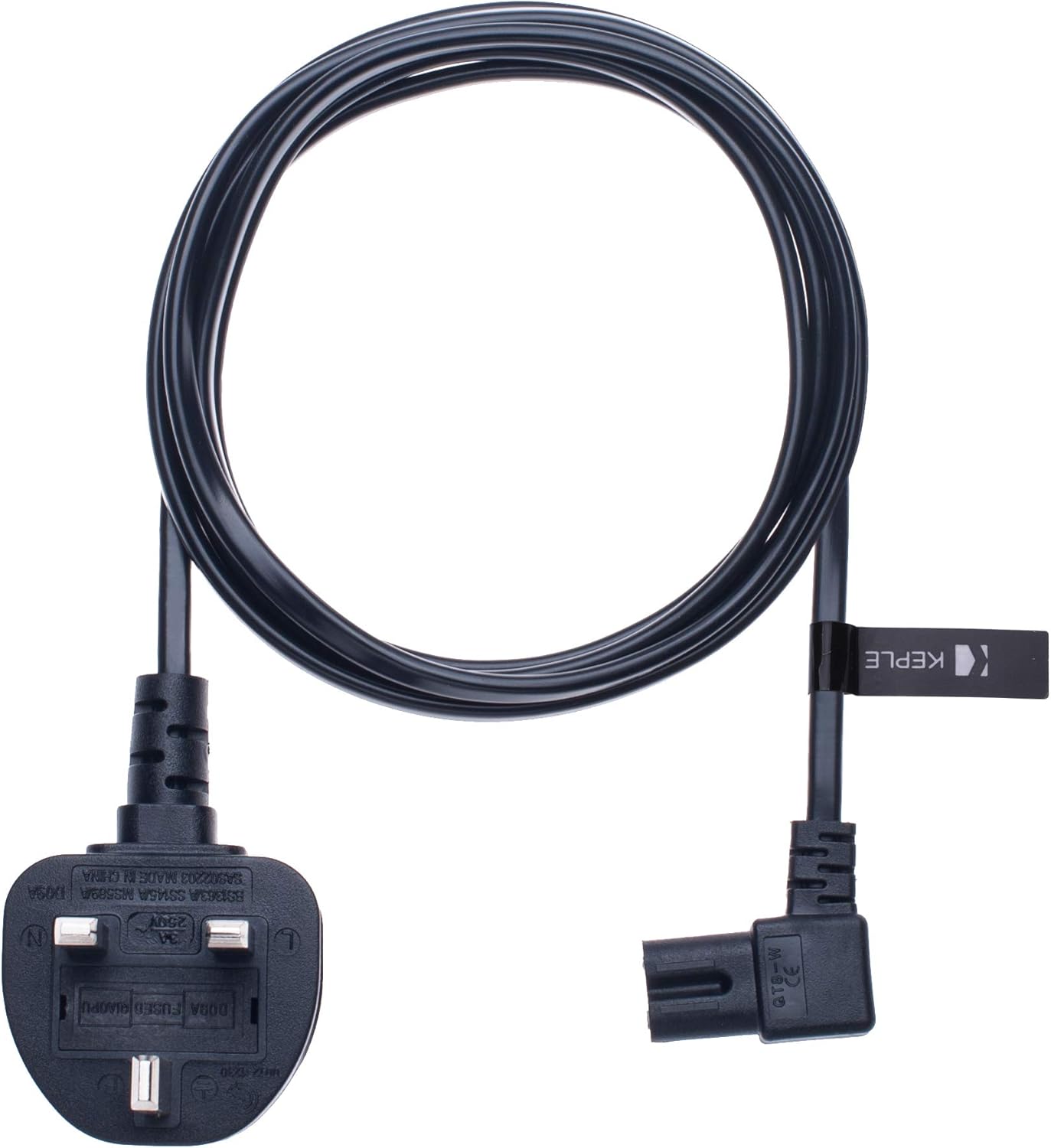 2 Pin Mains Power Lead Fig Figure 8 Right Angle Flat Cable Compatible with PS4 PS5 Samsung Panasonic JVC Philips LG Sony TV - Image 5