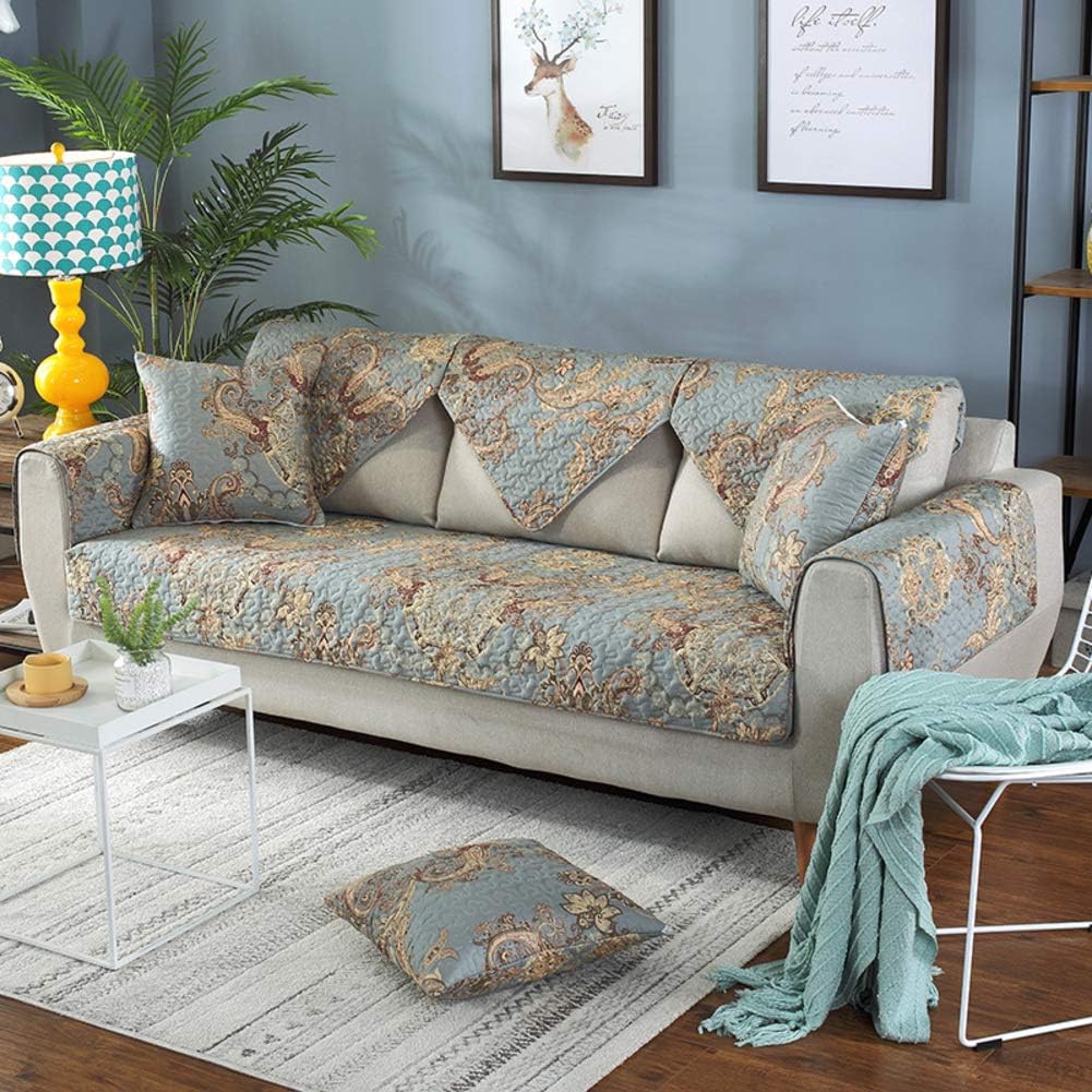 GWW Cotton Sofa Cover,Reversible Couch Covers for Leather Sofa Recliner Chair,Multi Size Furniture Protector for Pets Kids-E 90x70cm(35x28inch)