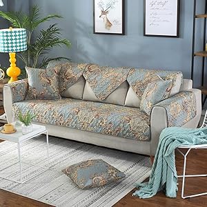 GWW Cotton Sofa Cover,Reversible Couch Covers for Leather Sofa Recliner Chair,Multi Size Furniture Protector for Pets Kids-E 90x70cm(35x28inch)