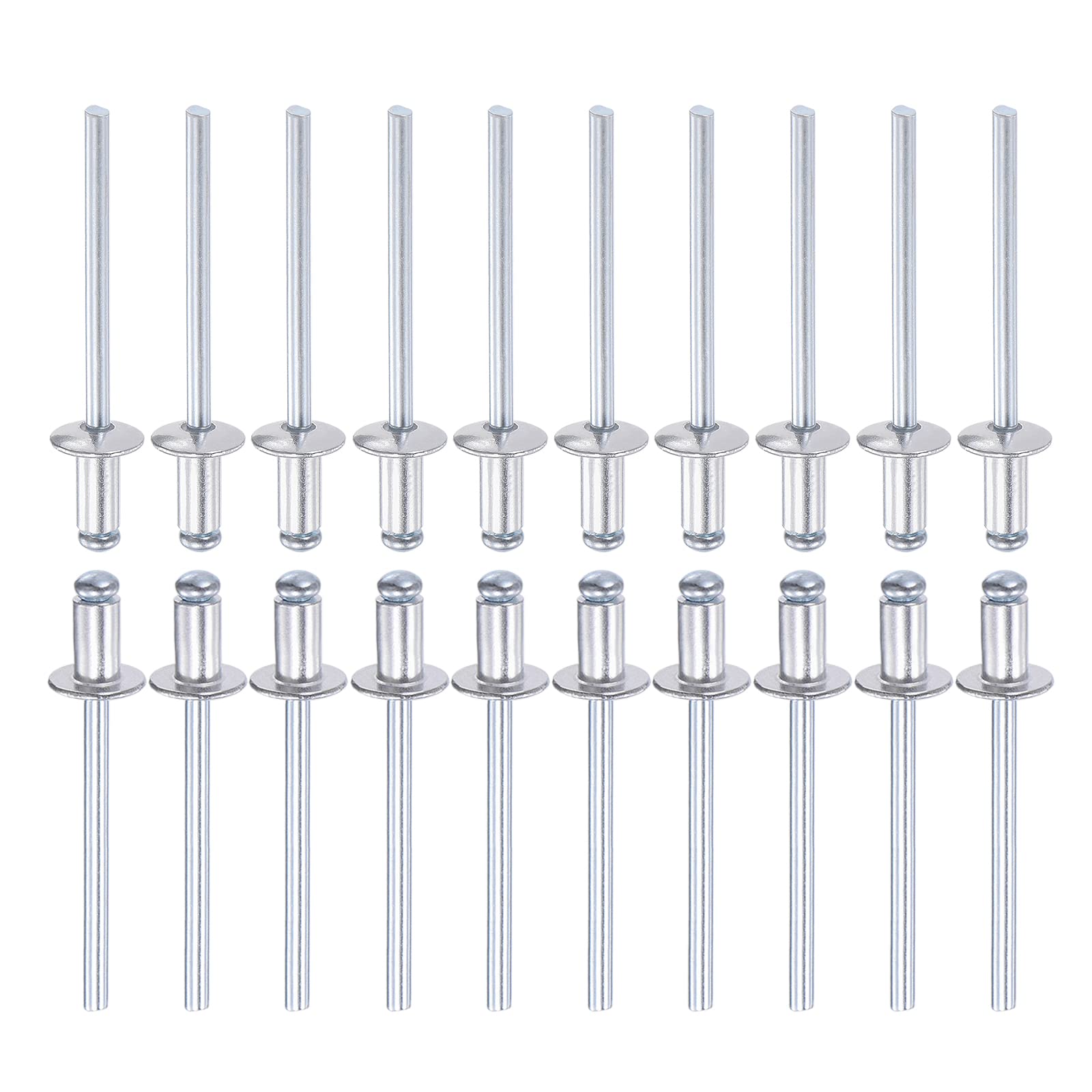 DTGN 4mm x 8mm (DXL) Blind Rivets - 60Pack - Good for Machinery Joining - Aluminum Dome Open End Rivet