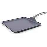 GreenPan Lima 11" Ceramic Non-Stick Square Griddle, Grey -,CW000190-002,Gray