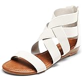 DREAM PAIRS Women's Elastic Ankle Strap Low Wedges Sandals