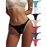 Lace Thongs for Women Cotton Womens Underwear Pack Sexy Underwear T Back Stretch Womens Thongs Underwear 12 Pack