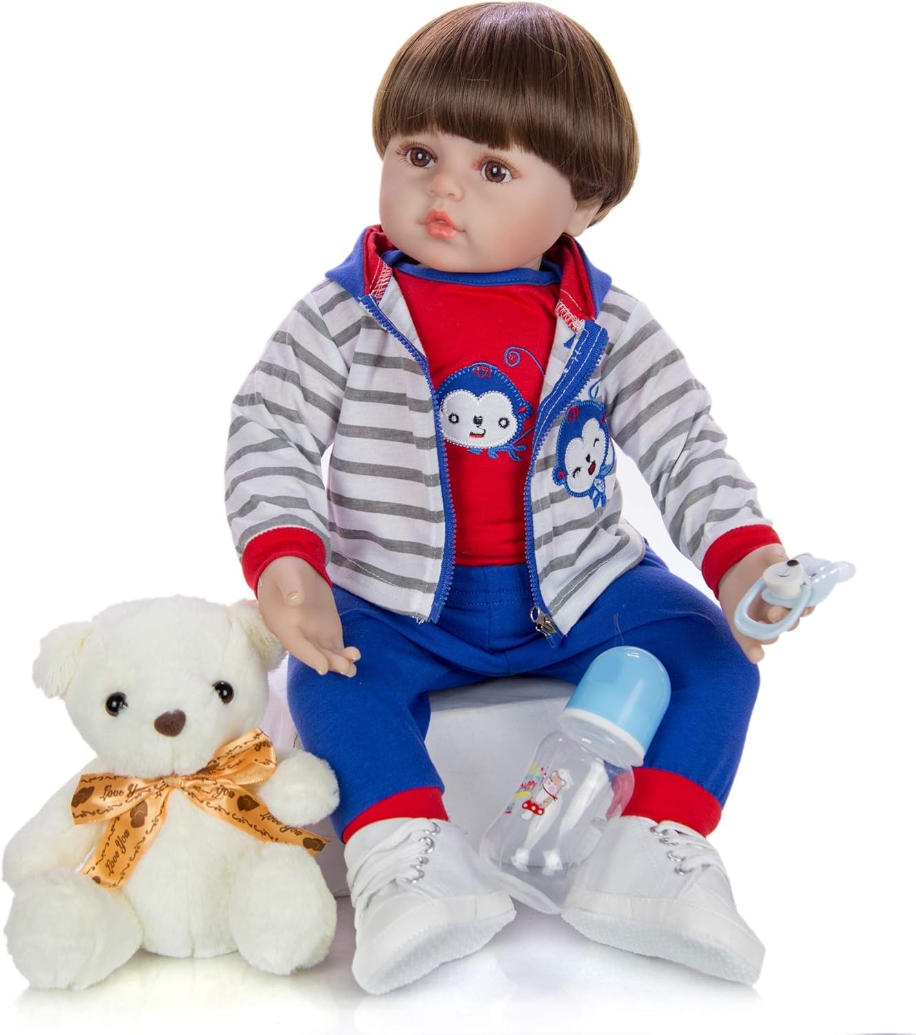 Prezzo LVYE1 Bambole Reborn Bambini 24 Pollice Regalo Fatto A Mano Occhi Marroni di Impianto Artificiale per Bambino Unisex Giocattoli Regalo Offerte
