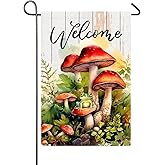 Mushroom Garden Flag Spring Summer Yard Flags for Outside 12x18 Inch Double Sided Vertical Red Mushrooms Frog Cottagecore Welcome House Porch Flag Seasonal Holiday Outdoor Decoration