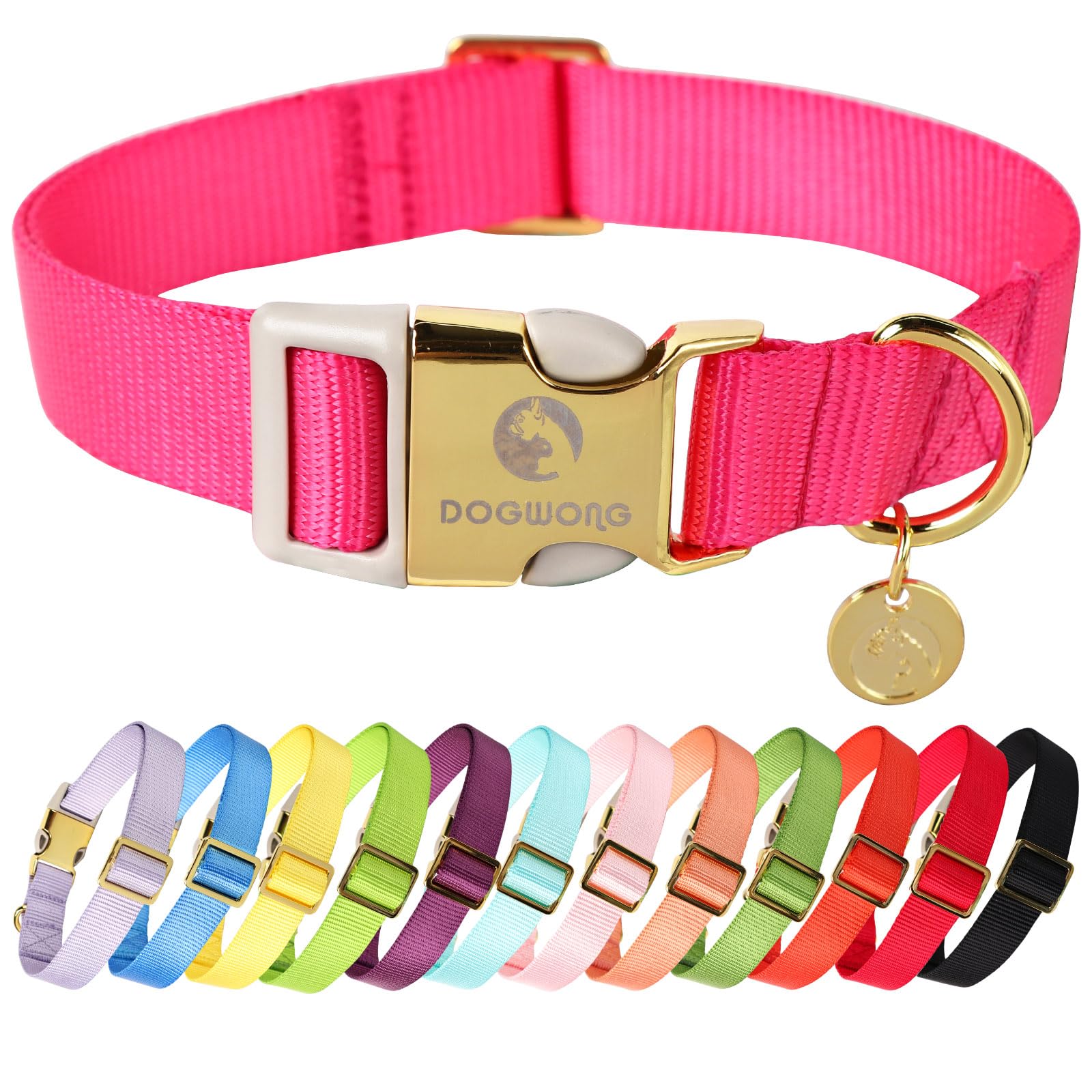 DOGWONG Nylon Dog Collar, Red Pet Collar Durable Adjustable Cute Dog Collar for Small Medium Large Dogs, XL (40.7cm-66cm)
