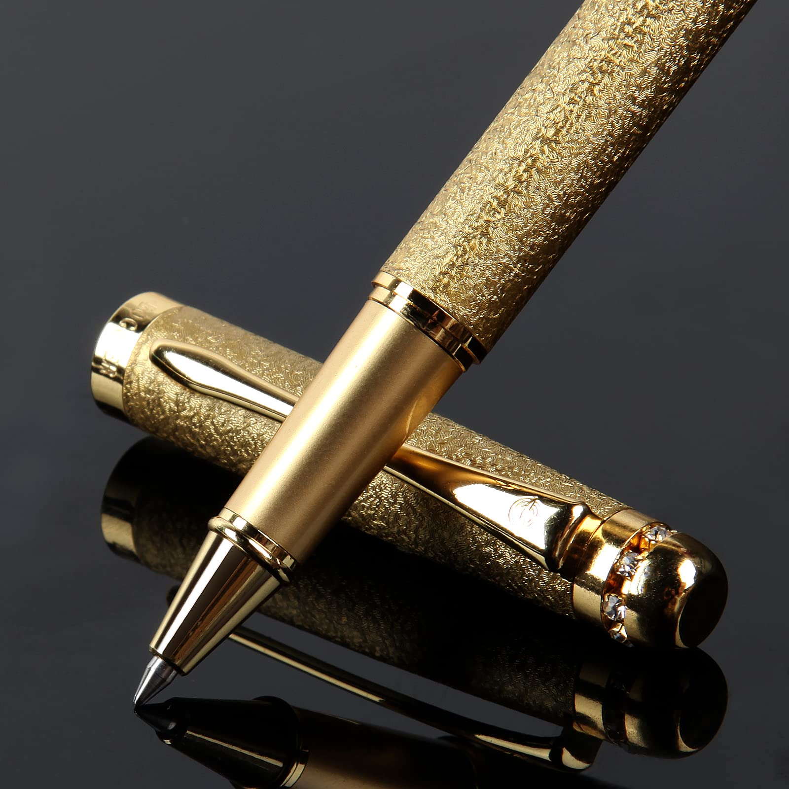 BOCIYER Rollerball Pens, Luxury Designer Gift Set for Men & Women, Refillable, Personalised, Fancy Pen Set (Gold)