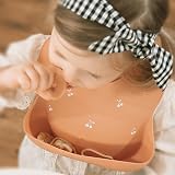 Moonkie Baby Bibs 2Pcs Silicone Waterproof Feeding Bibs BPA Free Pale Mauve view 6