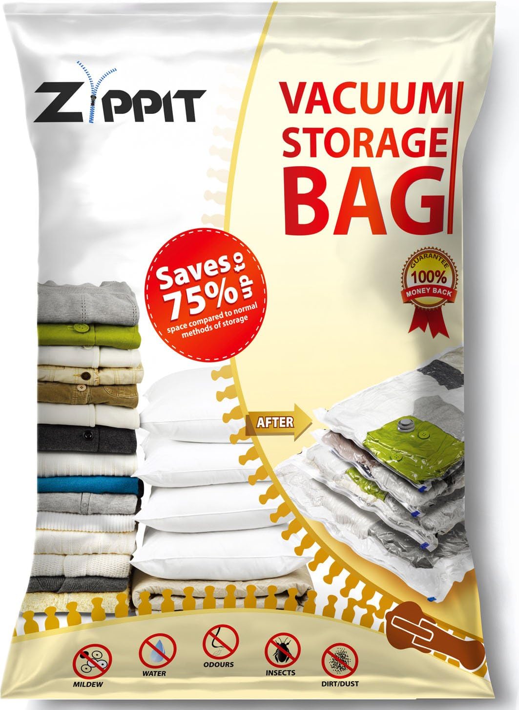 Vacuum Storage Bags by Zippit, Extra Large 100x80cm Space Savers. Best