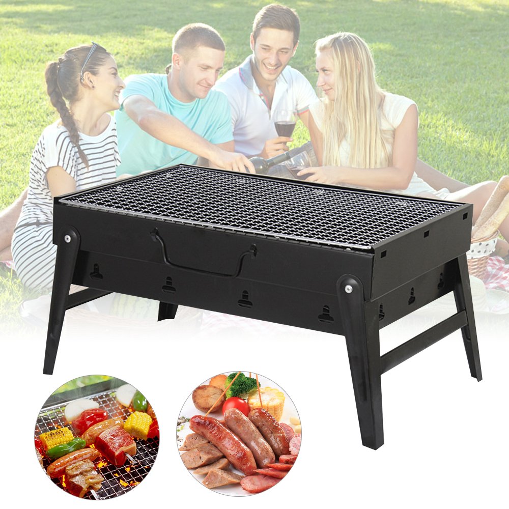 Uten BBQ Barbecue à Charbon de Table en Acier inoxydable Pliable Four Grille de cuisson Démontable Portable pour Barbecue de jardin extérieur camping et pique nique