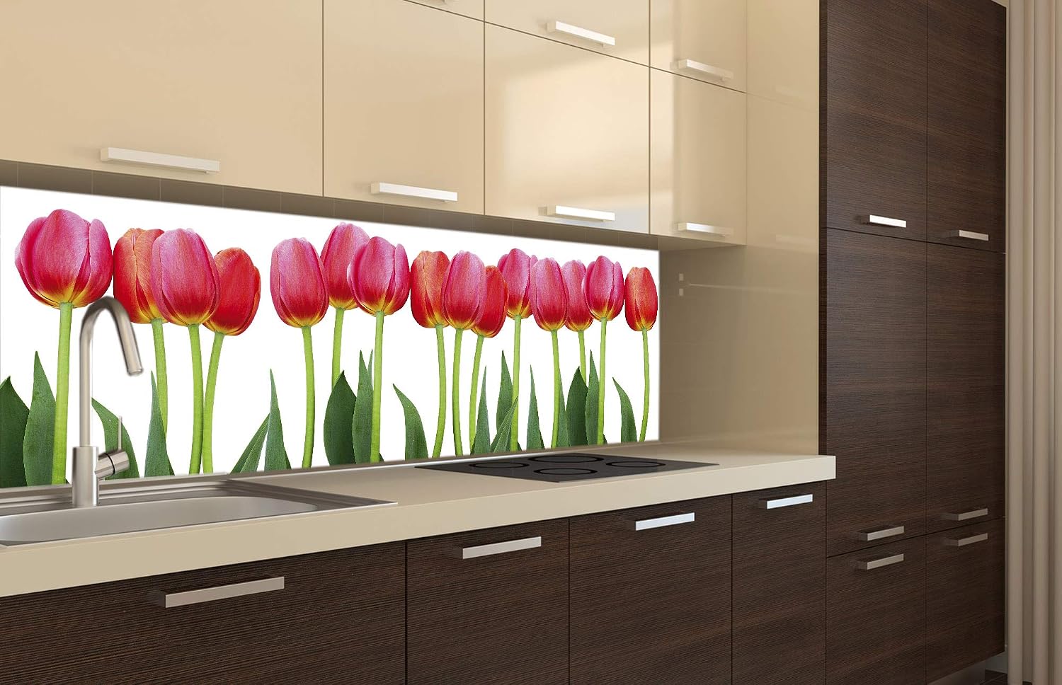 DIMEX LINE Peel and Stick Kitchen Backsplash Sticker Bed of Tulips, Red, 180 x 60 cm - Image 3