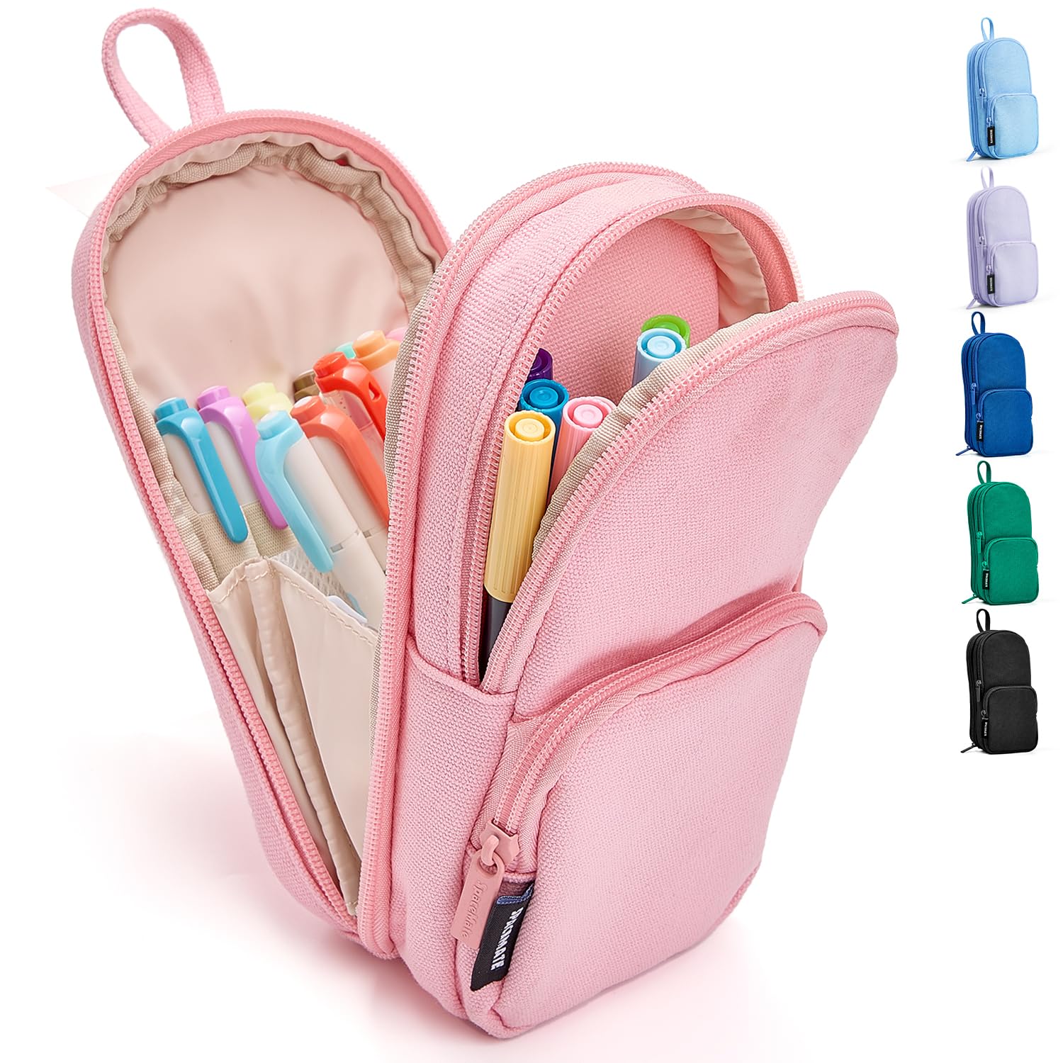 Cute Pencil Case Pouch Bag School Supplies for Girls and Boys, Heavy Duty Canvas Aesthetic Pen Case, Large Big Capacity Zipper Stationery Bag, Pink, 1400ml