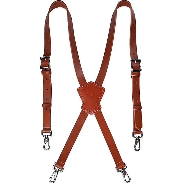 Men's Western Suspenders By M&F - Leather Gallus Style With Adjustable Straps