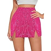 Erinaco Women's Glitter Sequin High Waist Mini Skirt Sparkle Stretchy Bodycon Skirts Night Out Party Concert